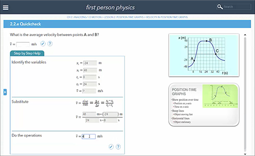 Example problems from First Person Physics.