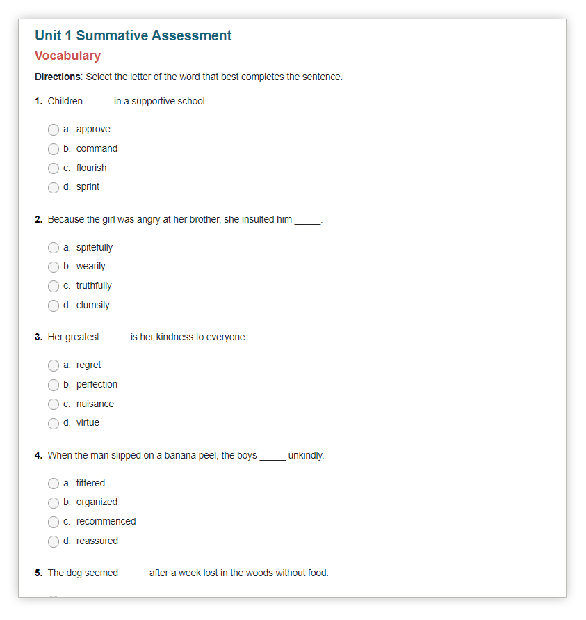 summative assessment online assessment example