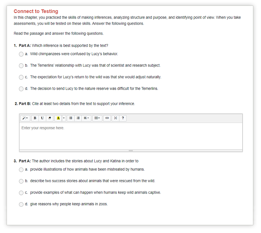 connect to testing practice exercise