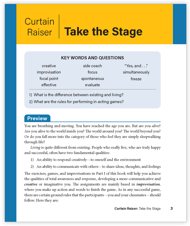 Sample student edition page  to introduce a lesson