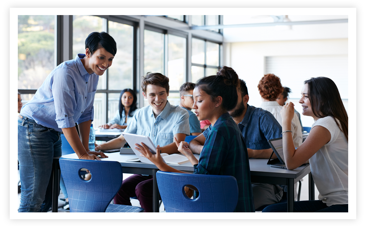 Teacher with students in classroom